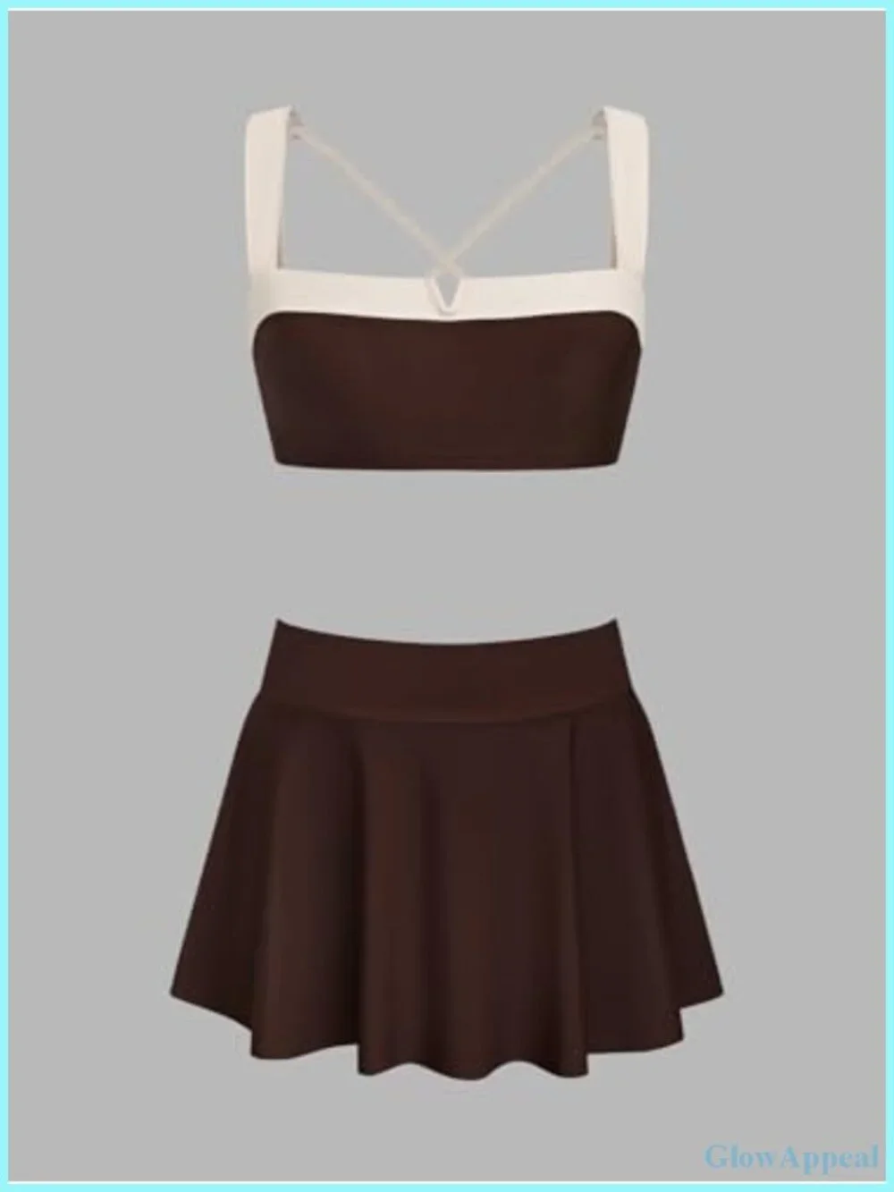 High Waisted Bikini Set Swim Skirt Modest Swimsuit Built In Briefs Removable